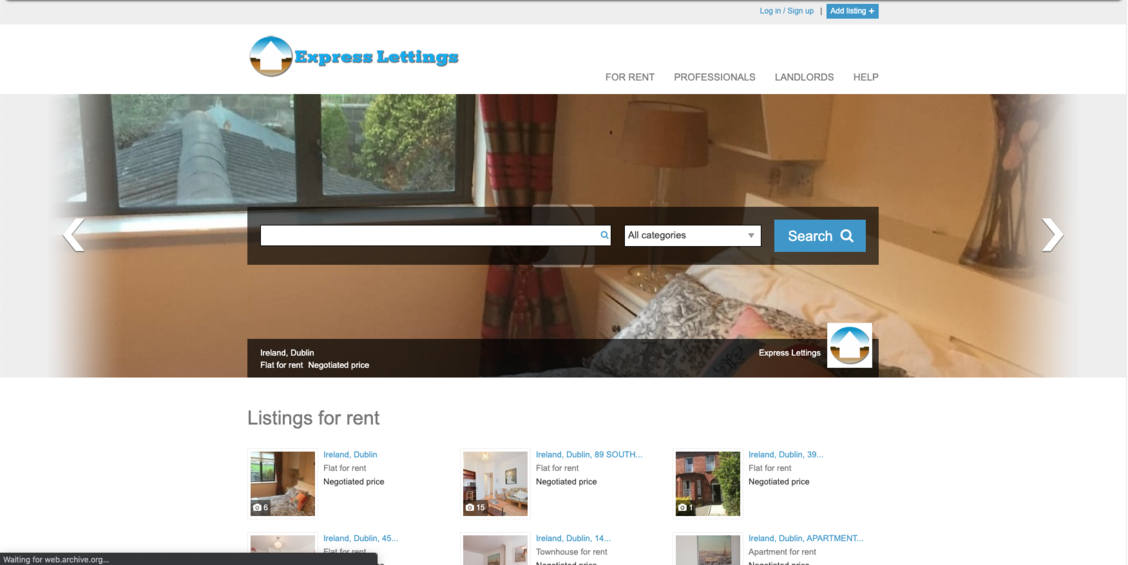 The old Express Lettings website