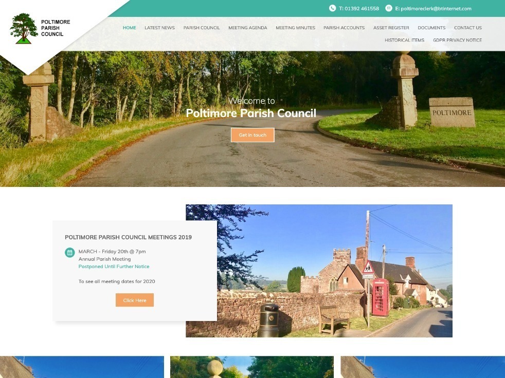 The Poltimore parish council website, created by it'seeze