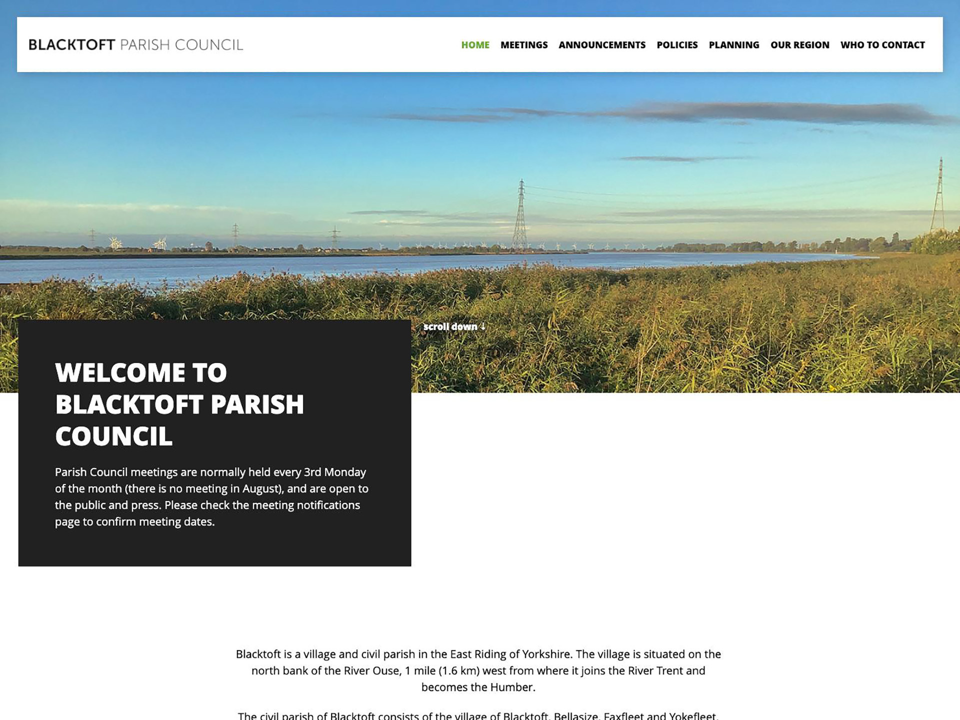 The Blacktoft parish council website, created by it'seeze