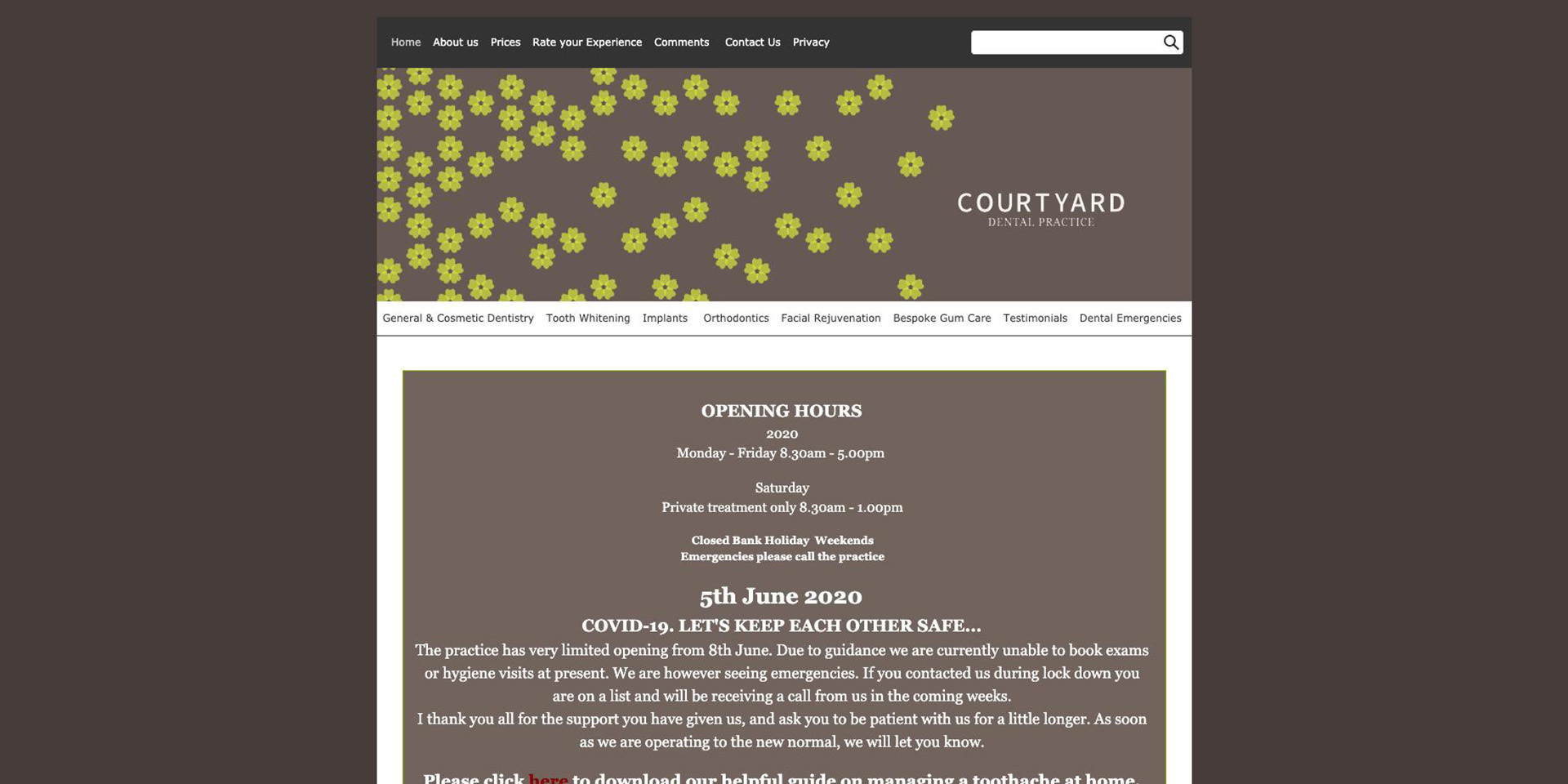 The old Courtyard website